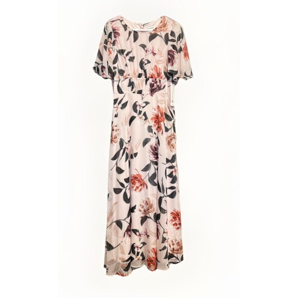 Calvin Klein Maxi Dress White Pink Floral Flutter Sleeve Size 8 Coquette - Picture 9 of 9